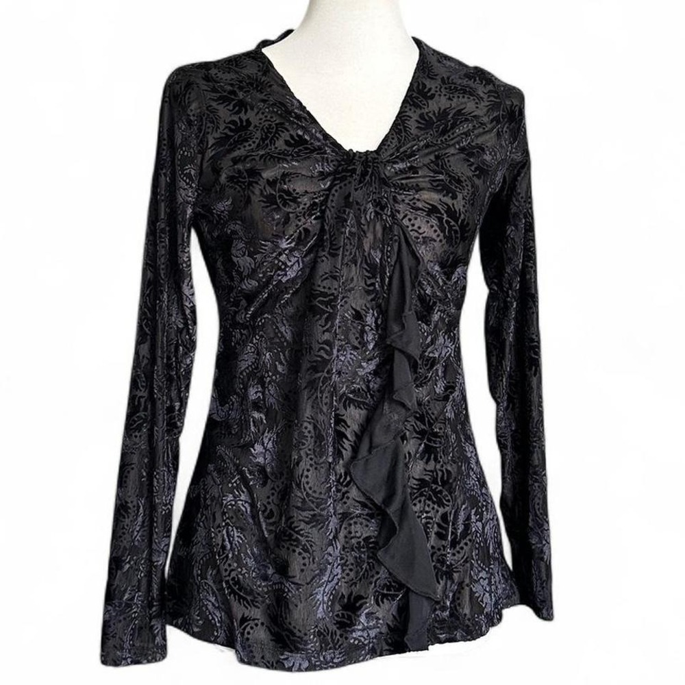 Black velvet peplum blouse